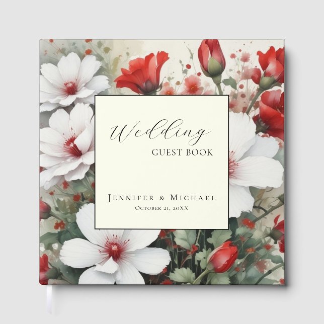 Floral Chic Simple Minimalist Modern Plain Wedding Gästebuch (Vorderseite)
