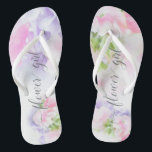 FLORAL CHIC WEDD PLATTERBSEN Blumenmädchen Flip Flops<br><div class="desc">Blumen Girl Sandals,  um die Kollektion - Blumenchic Hochzeitsfeiern in Rosa und Lavendel mit hübscher Kalligraphie und modernen Schriftart</div>