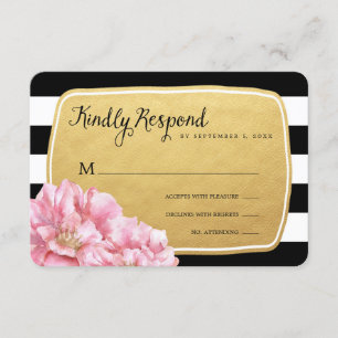 Floral Chic Wedding Response Card/Gold RSVP Karte