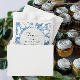 Floral Chinoiserie Blau und Weiß Toile Bridal Geschenktütchen