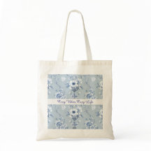 Floral Chinoiserie Blue Toile mit benutzerdefinier