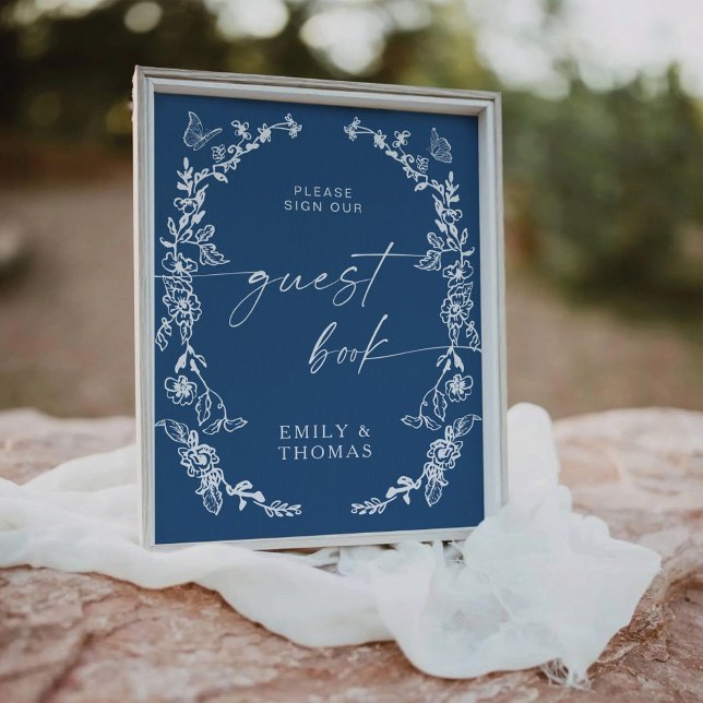 Floral Chinoiserie Gästebuch Schild (Von Creator hochgeladen)