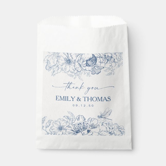 Floral Chinoiserie Gastgeschenk Hochzeiten Taschen Geschenktütchen (Vorderseite)