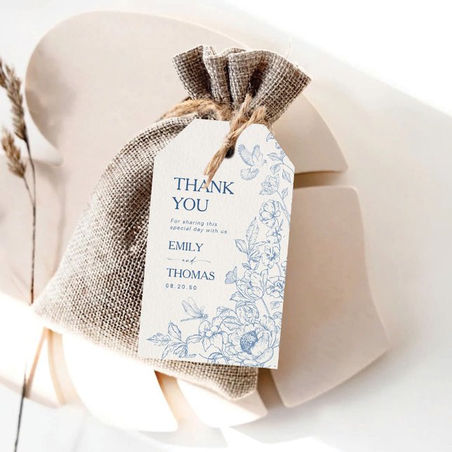 Floral Chinoiserie Hochzeitsmarken Geschenkanhänger (Von Creator hochgeladen)