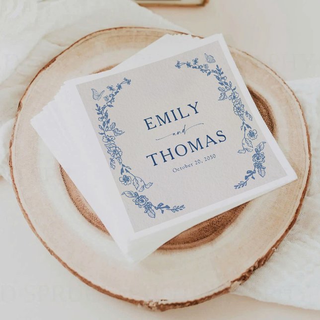 Floral Chinoiserie Hochzeitspapier Napkin Serviette (Von Creator hochgeladen)