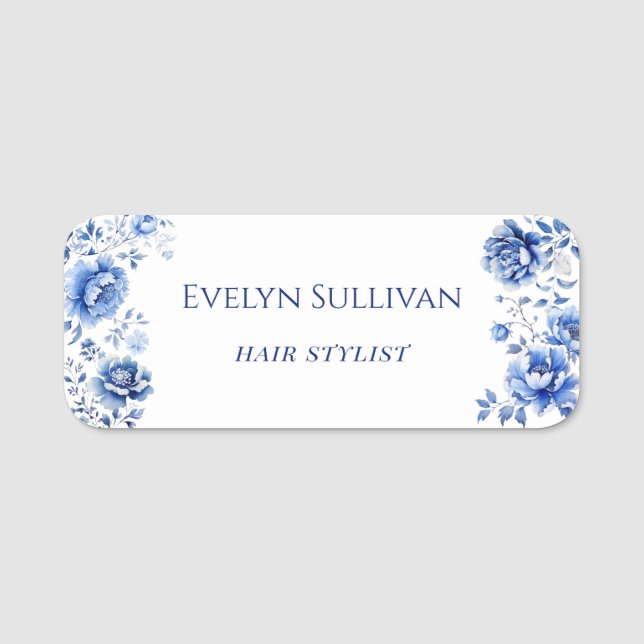 Floral Chinoiserie Name Tag Namensschild (Vorderseite)
