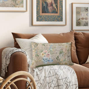 Floral Chinoiserie Vintag Blaues Weiß Vase Hütte Lendenkissen