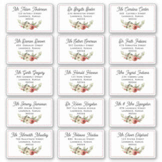 Floral Christmas Card individuelle Lieferadresse Aufkleber