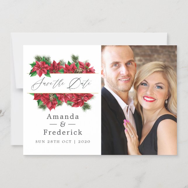 Floral Christmas Geometric Wedding Save the Date Magneteinladung (Vorderseite)