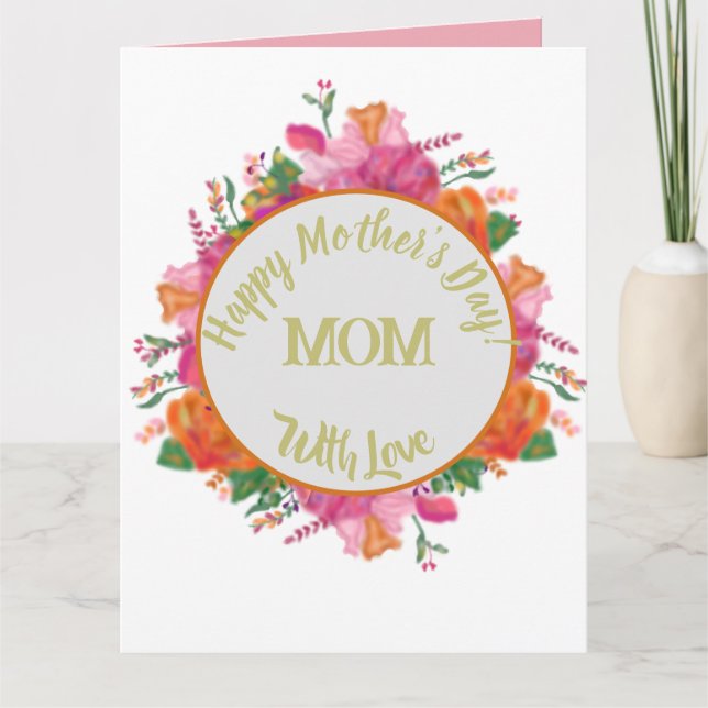 Floral Circle Banner Mother's Day Pink Karte (Vorderseite)