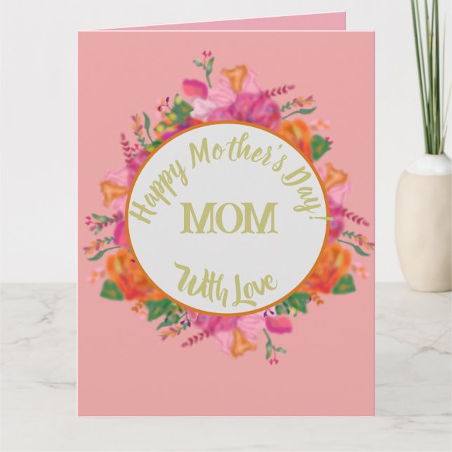 Floral Circle Banner Mother's Day Pink Karte (Vorderseite)