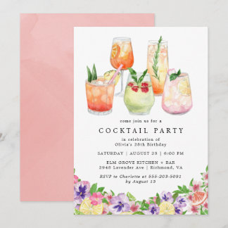 Floral Citrus | Fun Summer Cocktail Party Geburtst Einladung