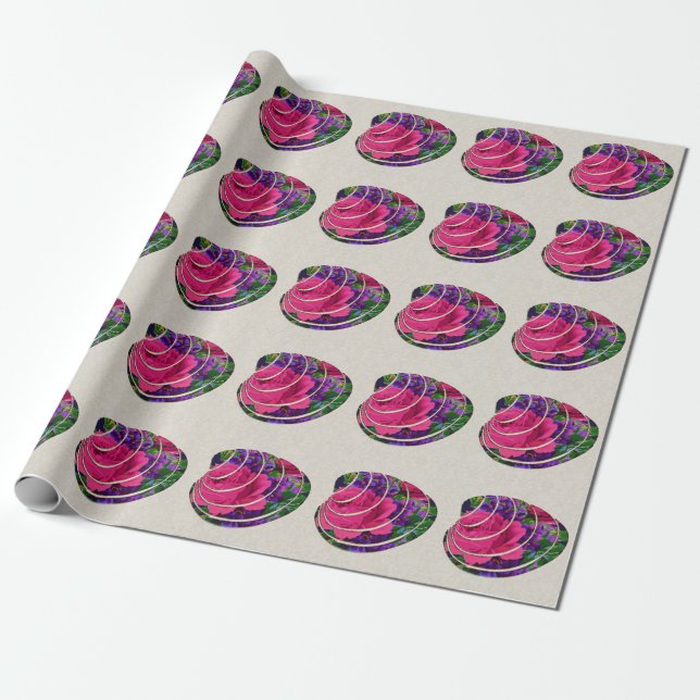Floral Clamshell Motif Linen Wrapping Paper Geschenkpapier (Ungerollt)