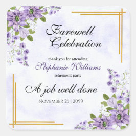 Floral Classic Elegantes Party Quadratischer Aufkleber