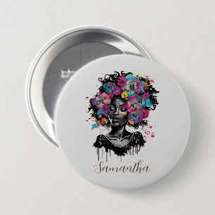 Floral Classy Afro Frau Button