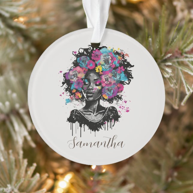 Floral Classy Afro Frau Ornament (Baum)