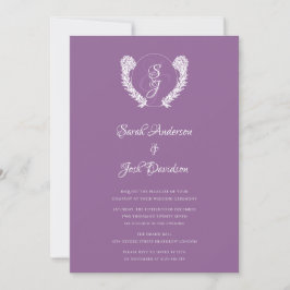 Floral Classy Monogram Lavender Wedding Einladung