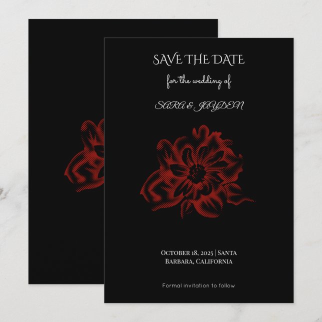 Floral Clipart – Abstract Flower Home Decor Design Save The Date (Vorne/Hinten)