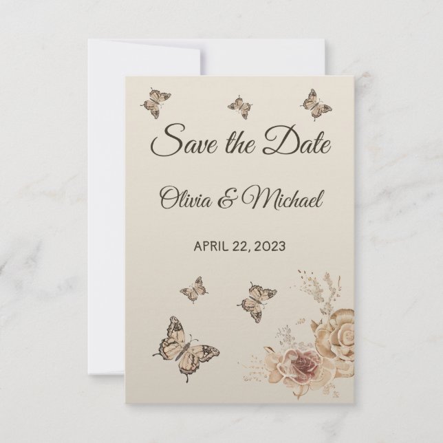 Floral Coffee Creme elegant Boho Save the Date (Vorderseite)