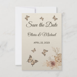 Floral Coffee Creme elegant Boho Save the Date