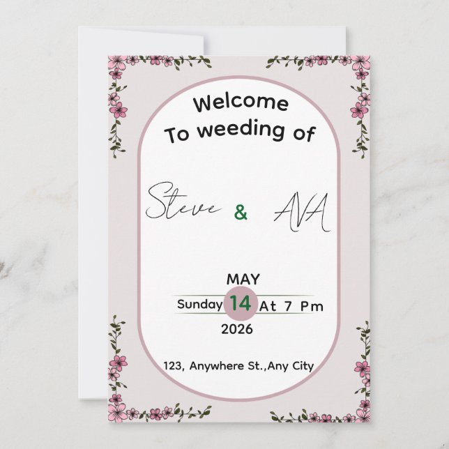 Floral Colorful Elegant Wedding Invitation Einladung (Vorderseite)
