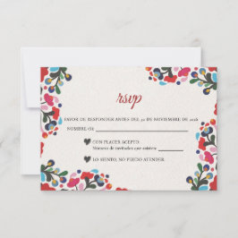 Floral Colorful Fiesta Spanish Wedding RSVP Karte