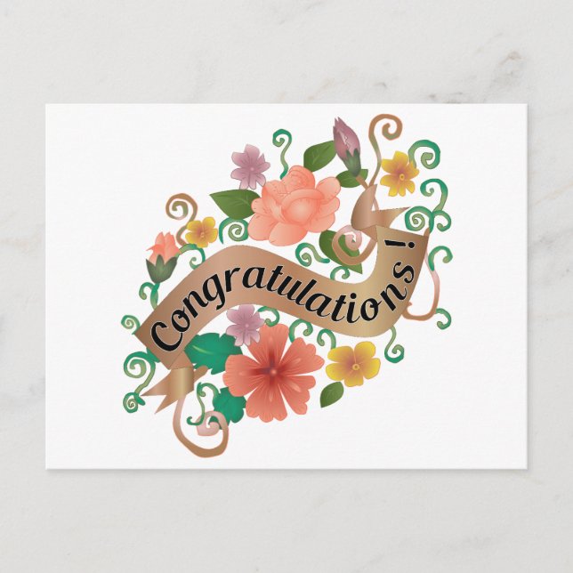 Floral Congratulations Card Postkarte (Vorderseite)