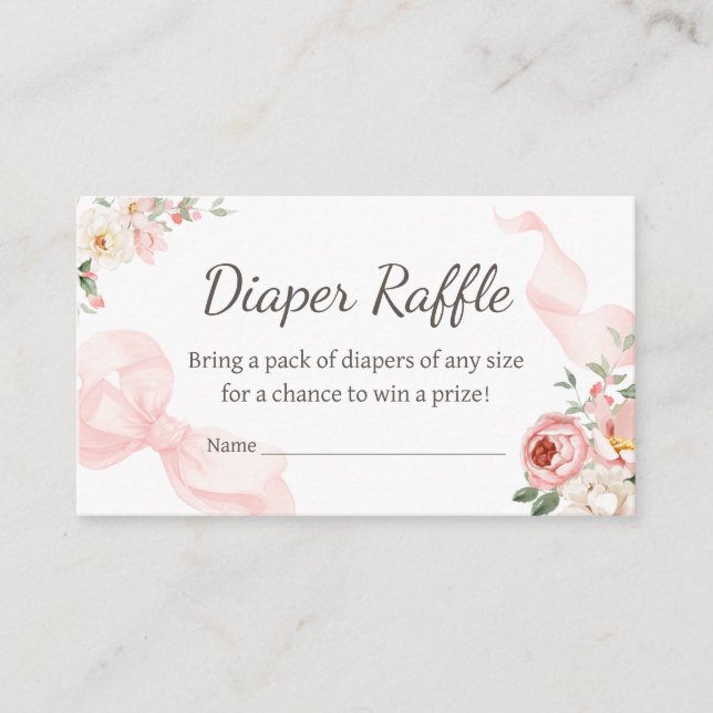 Floral Coquette Baby in Bloom Diaper Raffle Begleitkarte (Vorderseite)