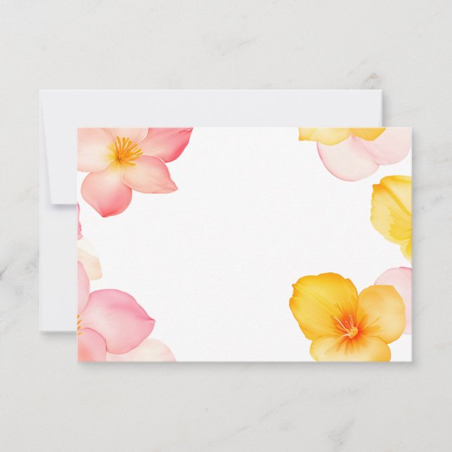 Floral Corner Frame Pink and Yellow Flowers PNG Einladung (Vorderseite)