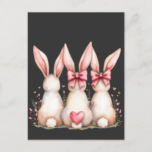 Floral Cottontail Bunny Coquette Bow Rabbit Oster Postkarte