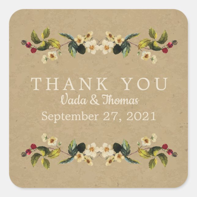 Floral Country Danke Ihnen Stickers (Vorderseite)