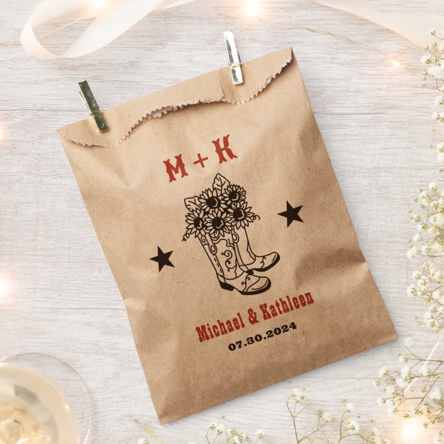 Floral Cowboy Boots Western Land Rustikale Hochzei Geschenktütchen (Ausgeschnitten)