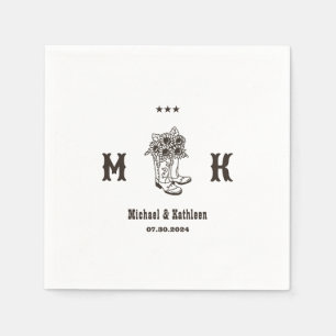 Floral Cowboy Boots Western Land Rustikale Hochzei Serviette