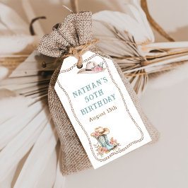 Floral Cowgirl Boots and Hat Birthday Geschenkanhänger