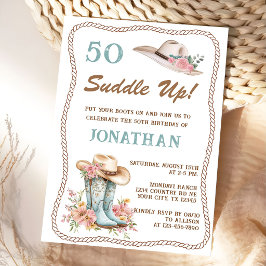 Floral Cowgirl Boots and Hat Birthday Invitation Einladung