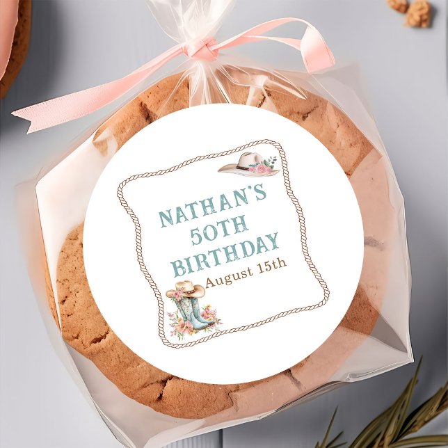 Floral Cowgirl Boots and Hat Birthday Sticker (Von Creator hochgeladen)