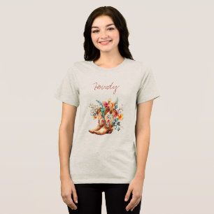 Floral Cowgirl Boots Tri-Blend Shirt