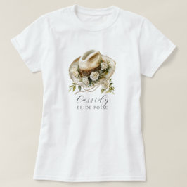 Floral Cowgirl Hat Bride Posse Floral Horseshoe T-Shirt