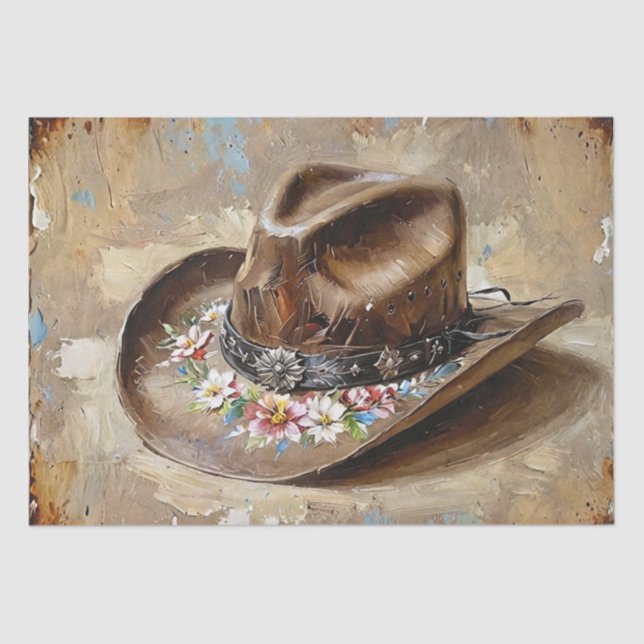 Floral Cowgirl Hat Decoupage Seidenpapier (Vorderseite)