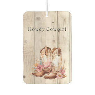 Floral Cowgirl Stiefel Elfenbeinkühe Imitate Holz  Autolufterfrischer