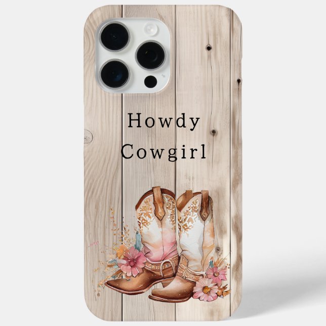 Floral Cowgirl Stiefel Elfenbeinkühe Imitate Holz  Case-Mate iPhone Hülle (Rückseite)
