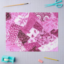 Floral Crazy Quilt Patchwork Weißrosa Decoupage Seidenpapier