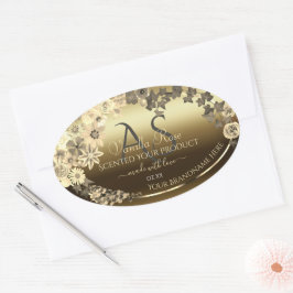 Floral Cream Gold-Produktverpackungslabel Ovaler Aufkleber