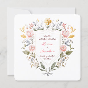 Floral Crest Wedding Elegant Botanical Watercolor Einladung