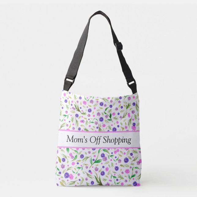 Floral Cross Body Bag | Aquarellgestaltung Tragetaschen Mit Langen Trägern (Vorderseite)