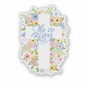 Floral Cross Er ist Riser Oster Aufkleber