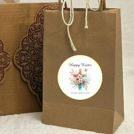 Floral Cross Pastel Wasserfarbe Religiöse Ostern Runder Aufkleber