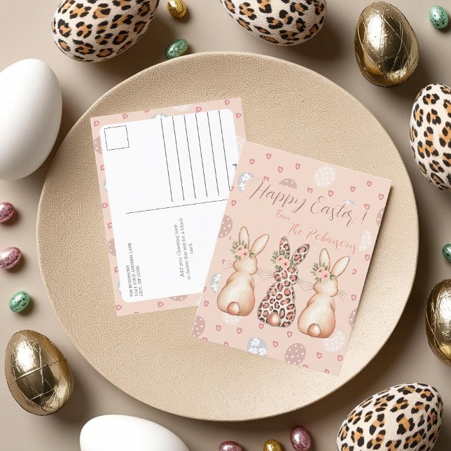 Floral Crown Bunnies Oster Feiertagspostkarte (Floral Crown Bunnies Easter Holiday Postcard)