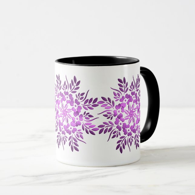 Floral Crown Lila Mandala Tasse (VorderseiteRechts)