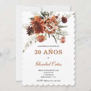 Floral Cumpleaños 30 Años Einladung